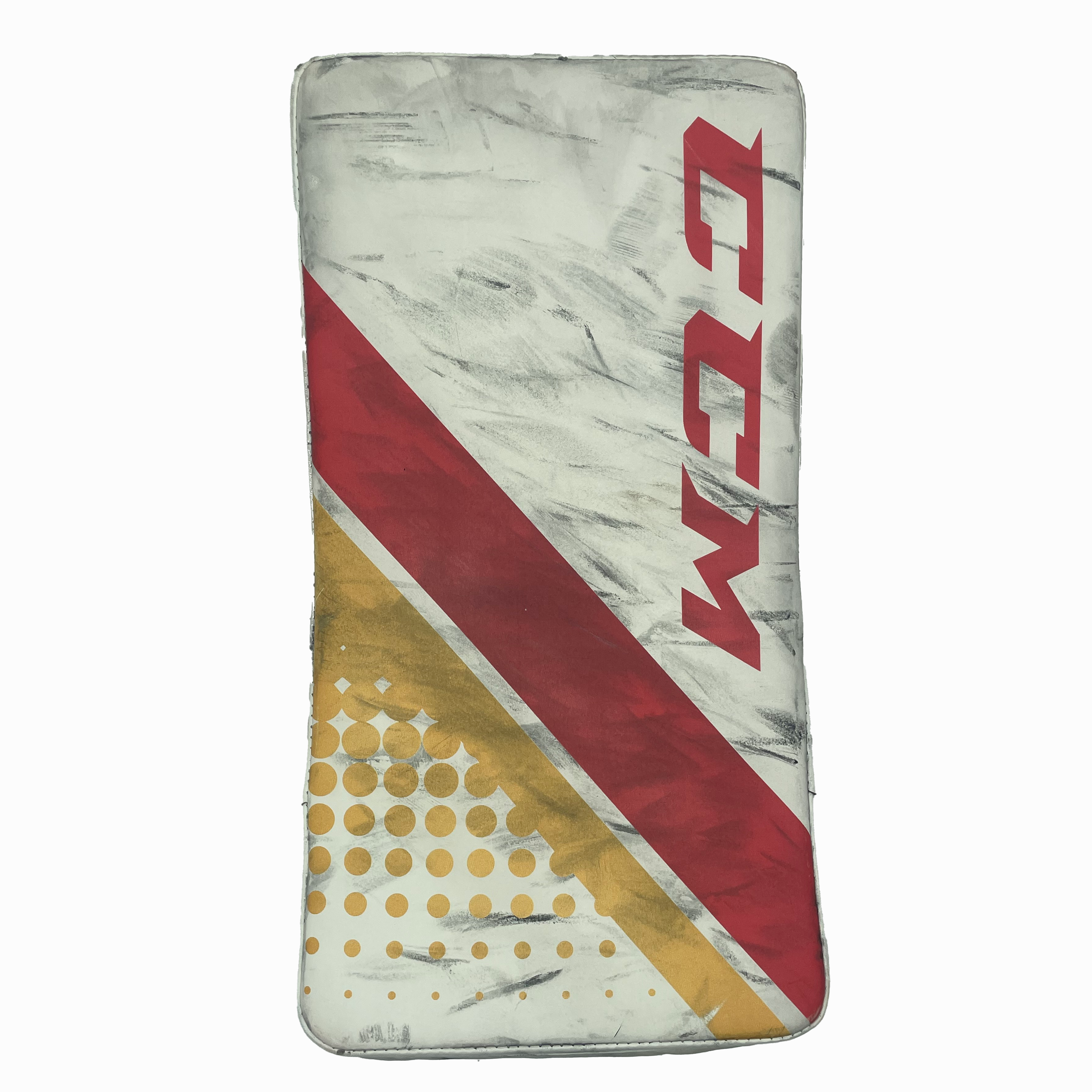 CCM Extreme Flex 5 - Ensemble complet de gardien de but AHL Pro Stock d'occasion (rouge/blanc/jaune)